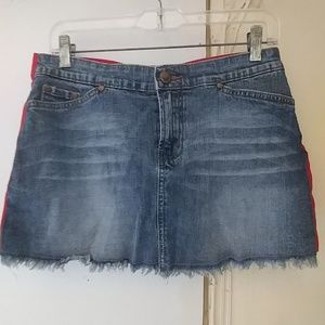 Half denim half kilt skirt